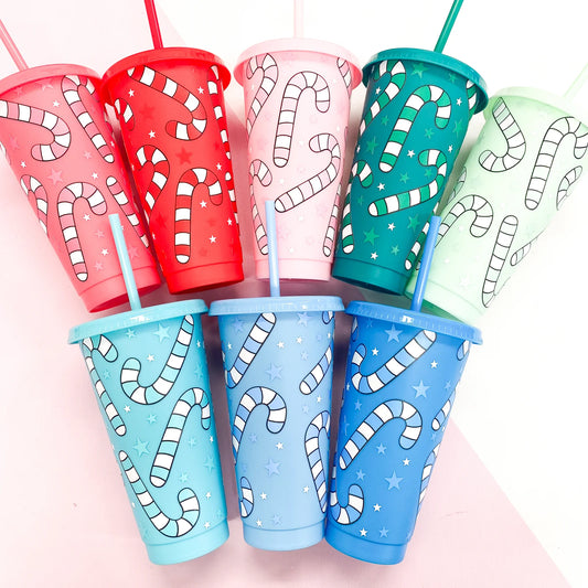 Christmas candy cane 24oz cold cup