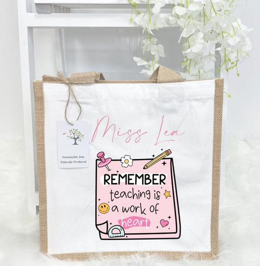 Post it note teacher jute bag
