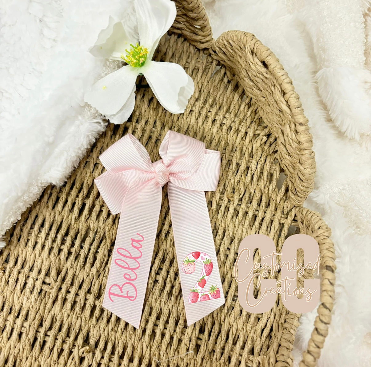 Strawberry Birthday Hair bow