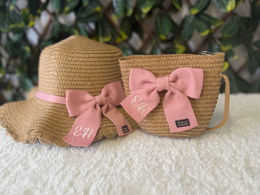 Embroidered hat and bag