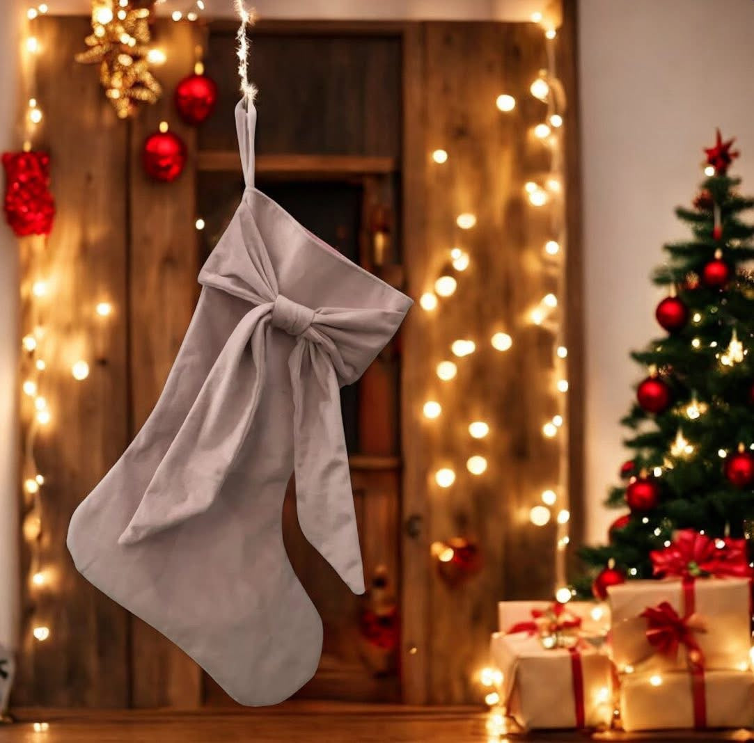 Embroidered bow stocking - preorder