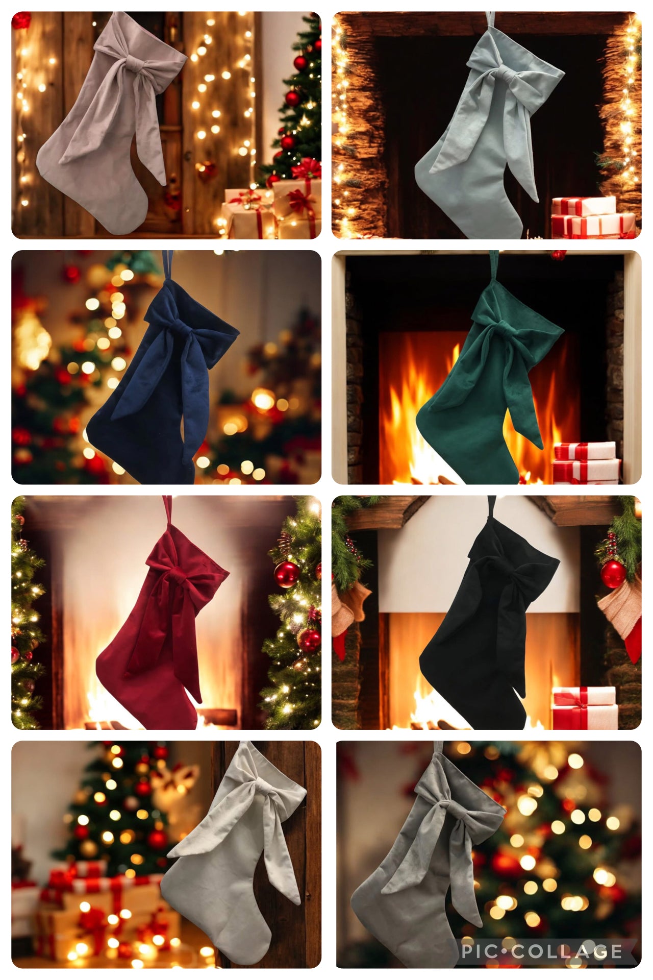Embroidered bow stocking - preorder