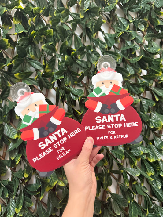 Santa stop here suction window sign