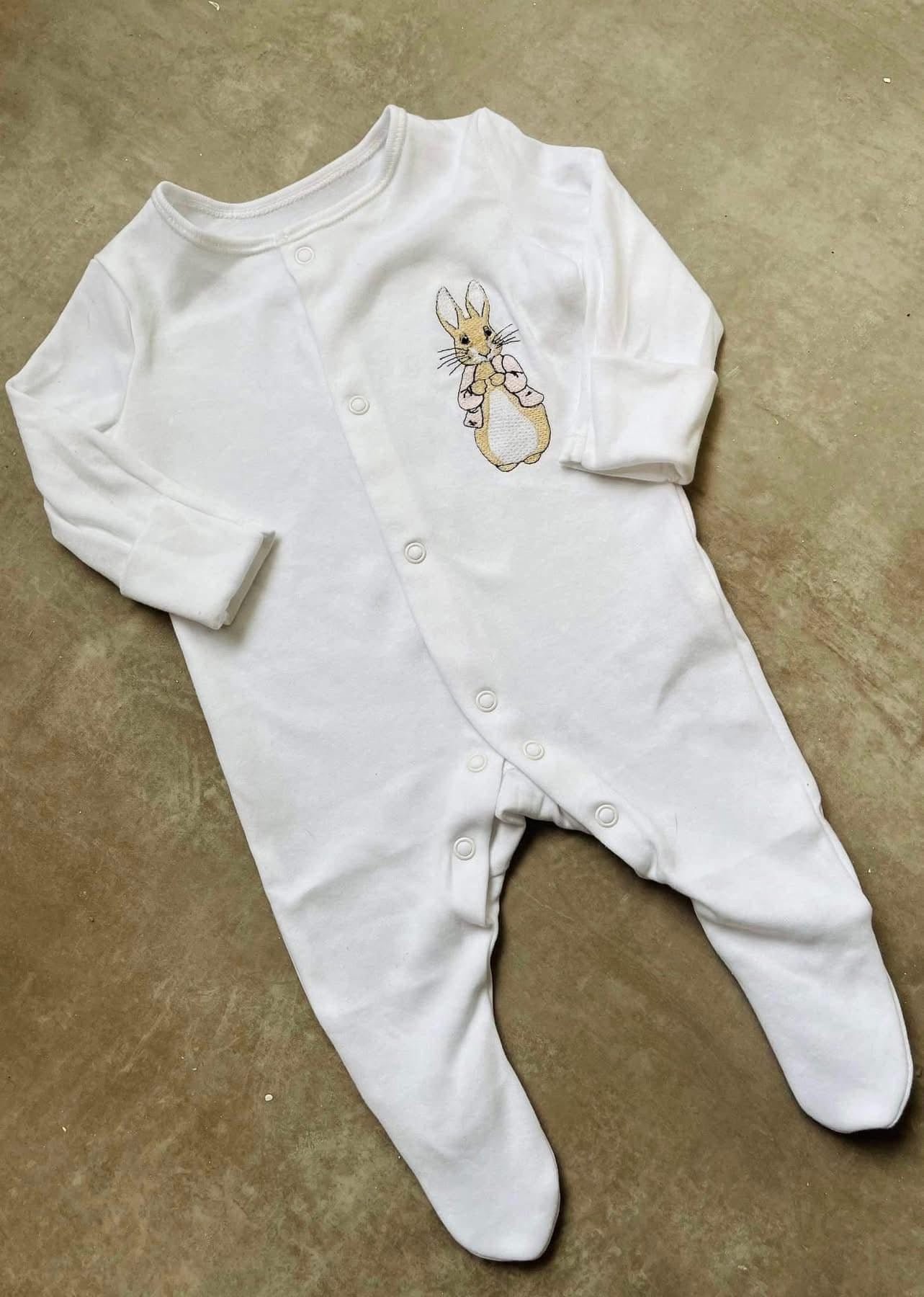 Peter rabbit baby grow embroidered