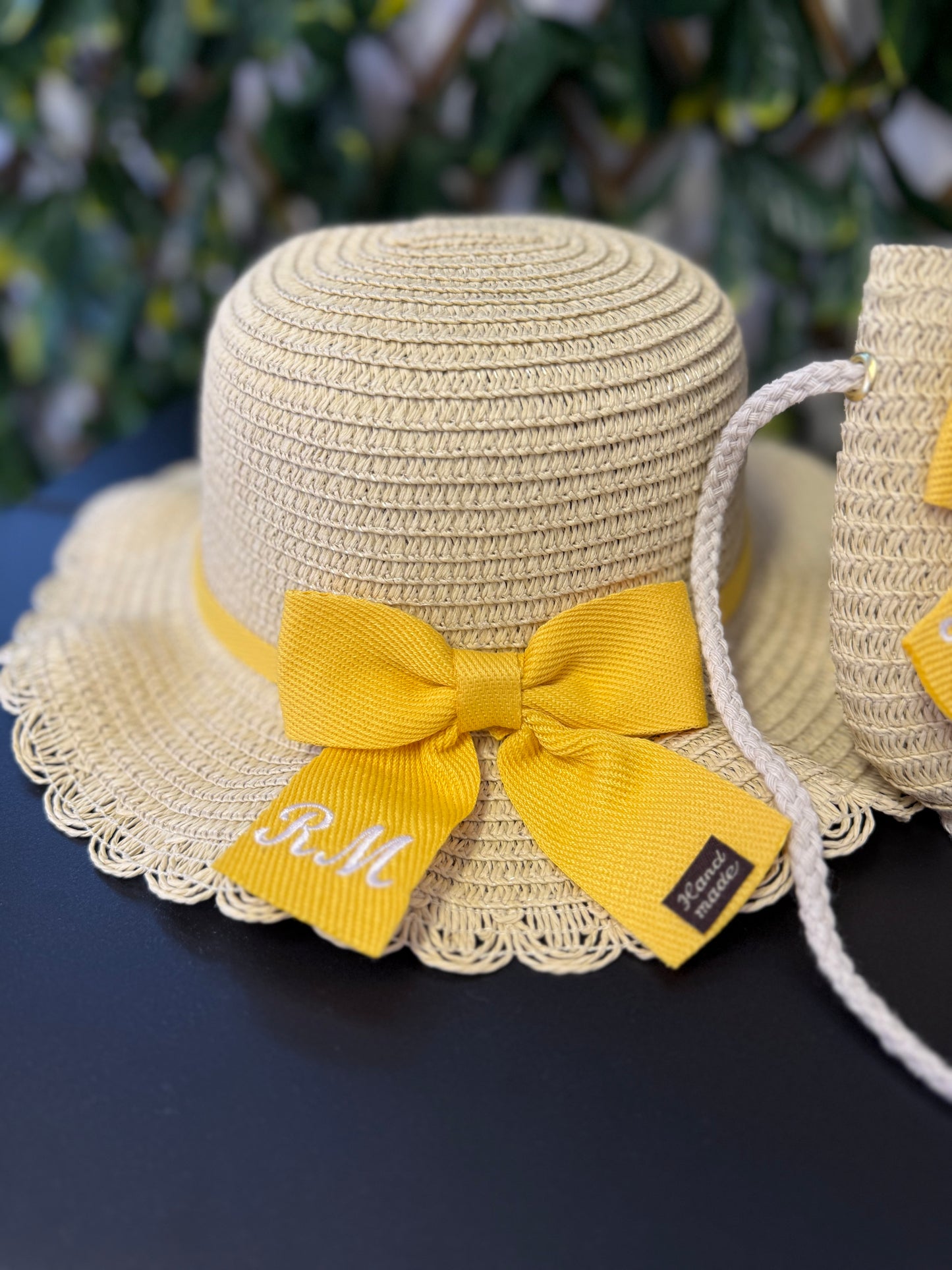 Embroidered hat and bag
