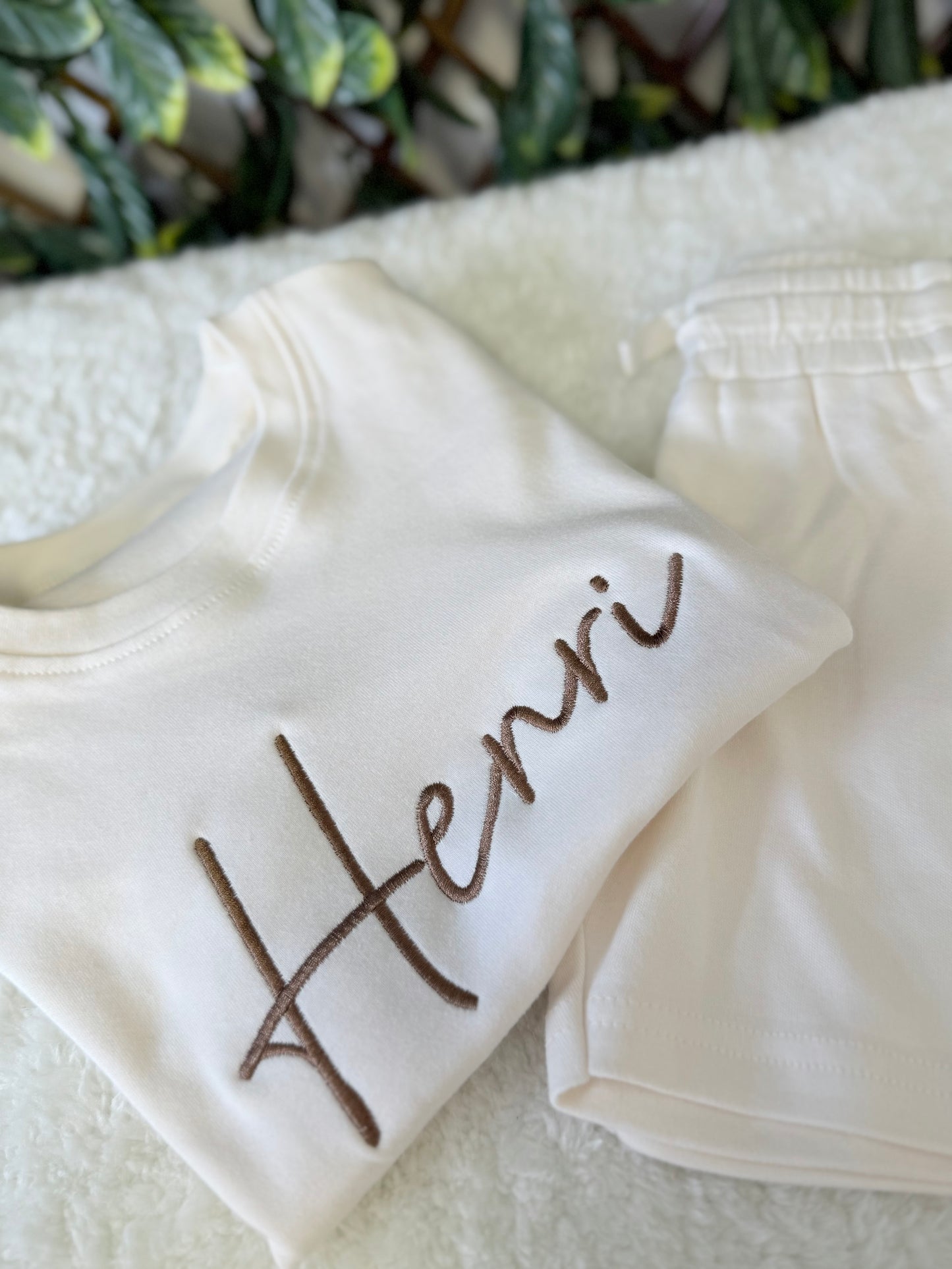 Embroidered shorts and tshirt set