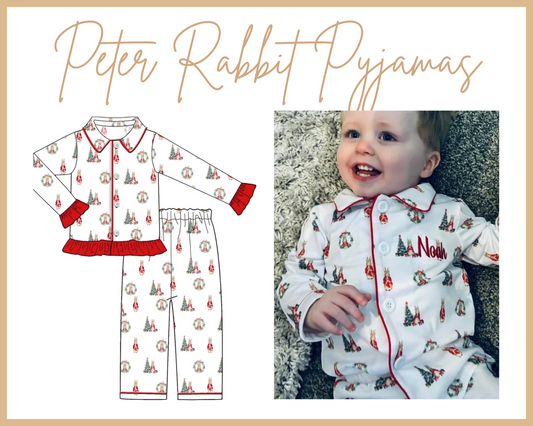 Peter rabbit Christmas pyjamas - embroidered with name