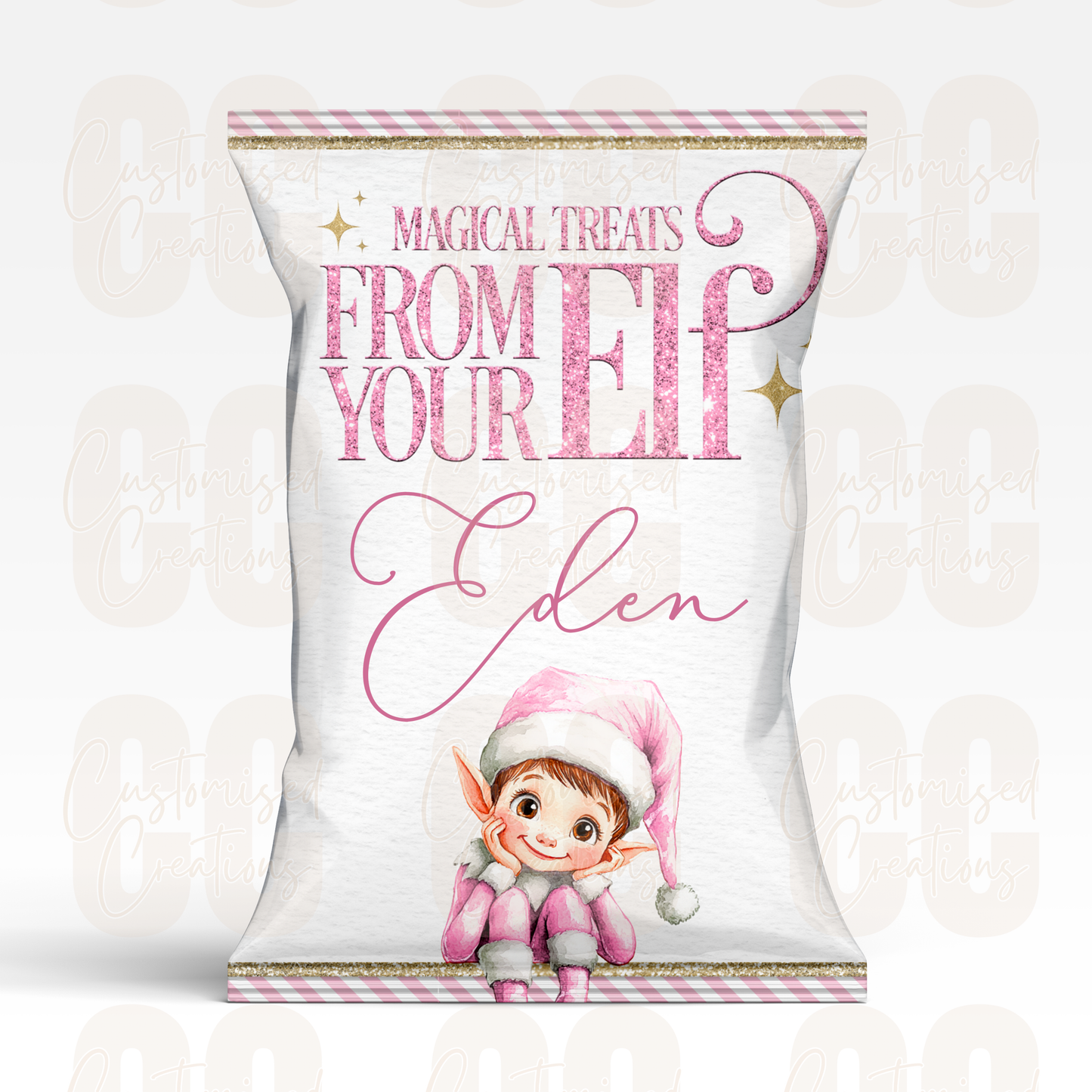 Christmas treat packet - pink elf