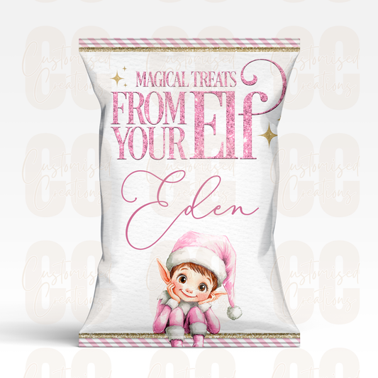 Christmas treat packet - pink elf