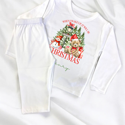 White Christmas bear pyjamas