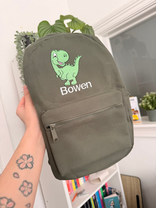 Embroidered backpack - dinosaur
