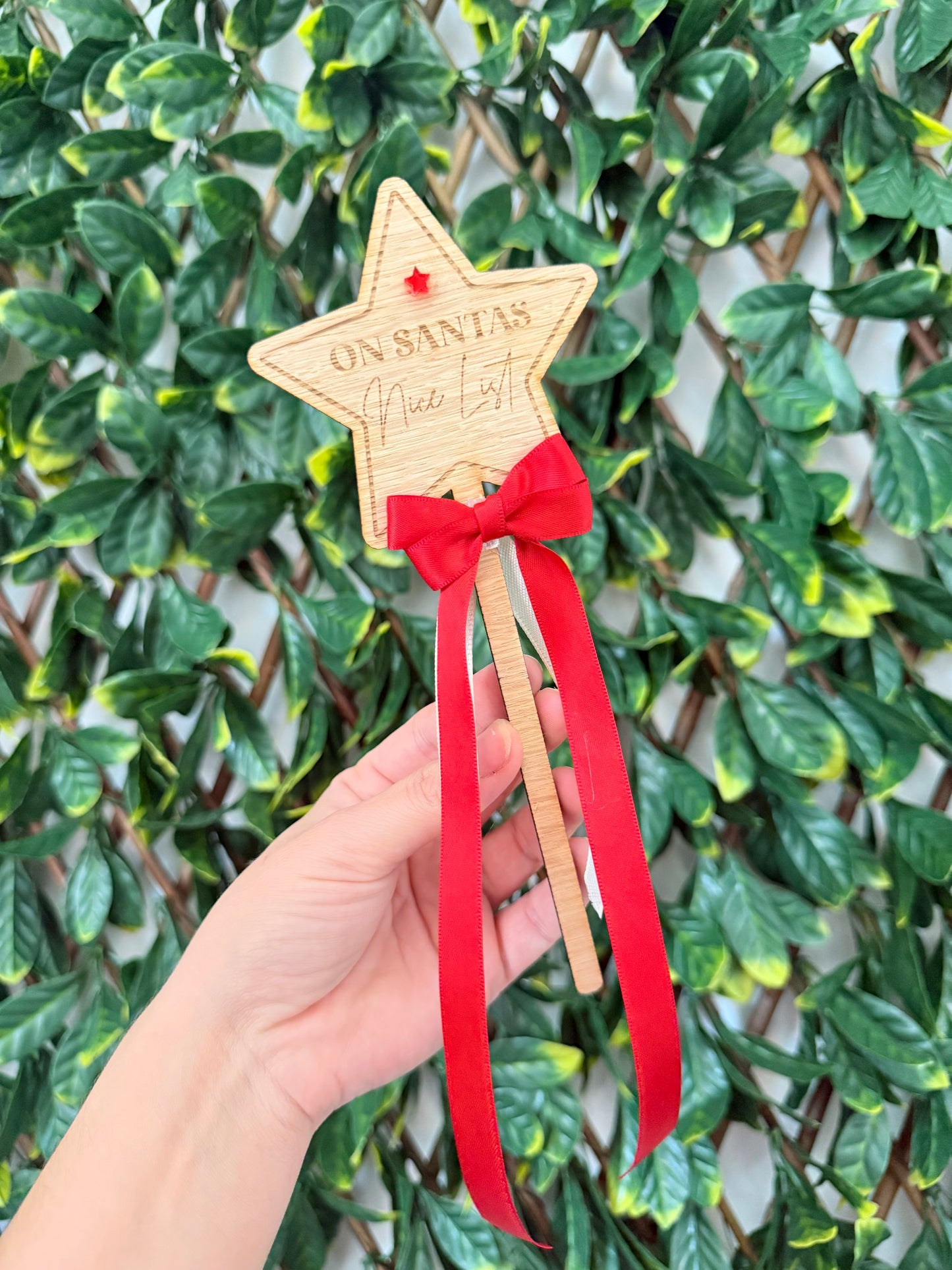 Engraved Christmas nice list star wand