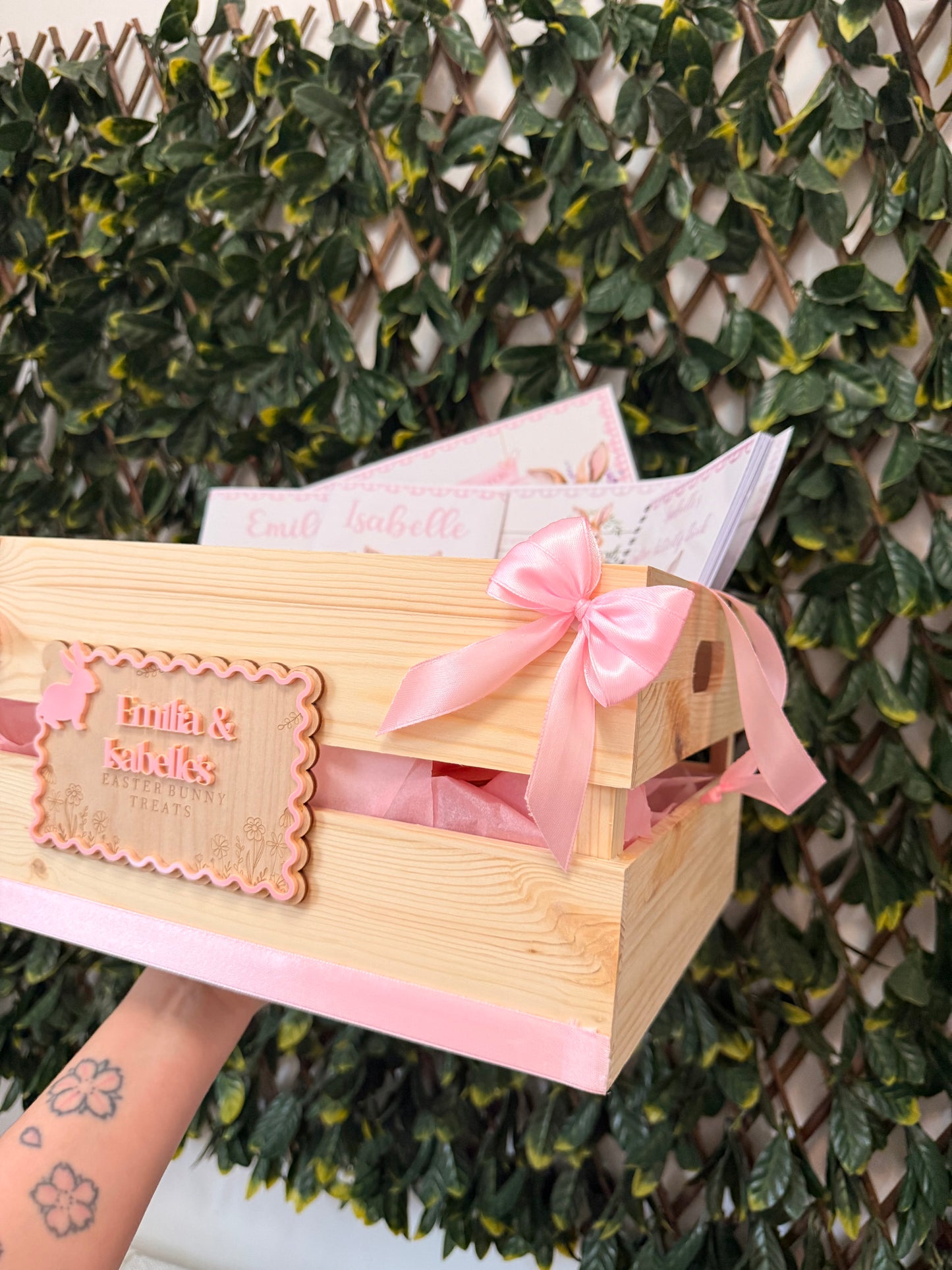 Personalised Easter Bunny Wooden Crate – Custom Easter Keepsake Box