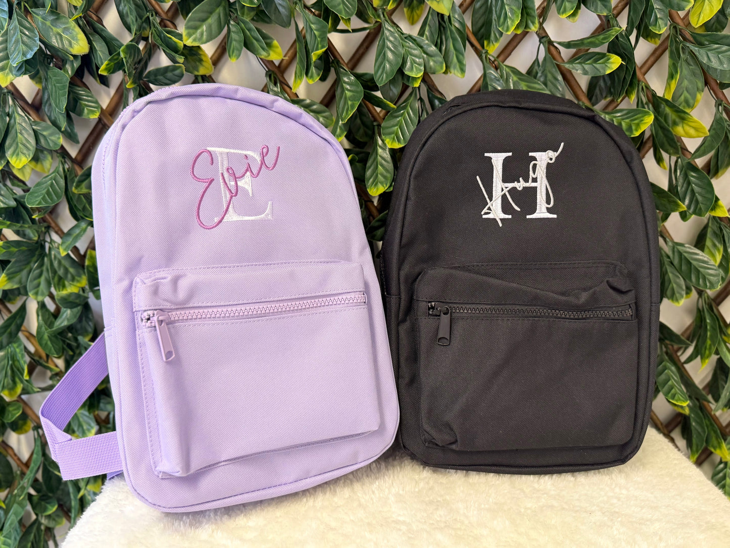 EmbroideredInitial/name embroidered backpack - all colours