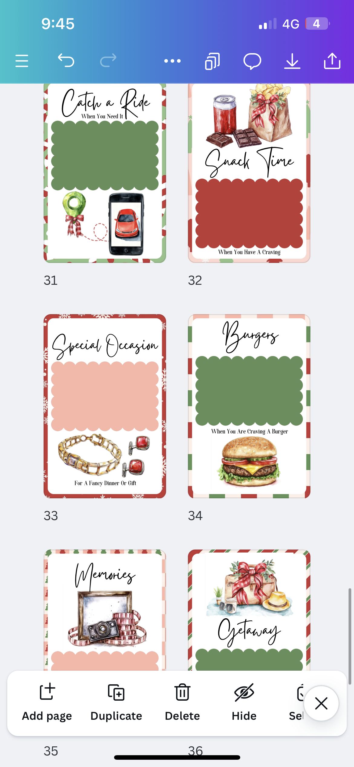 Christmas gift card book