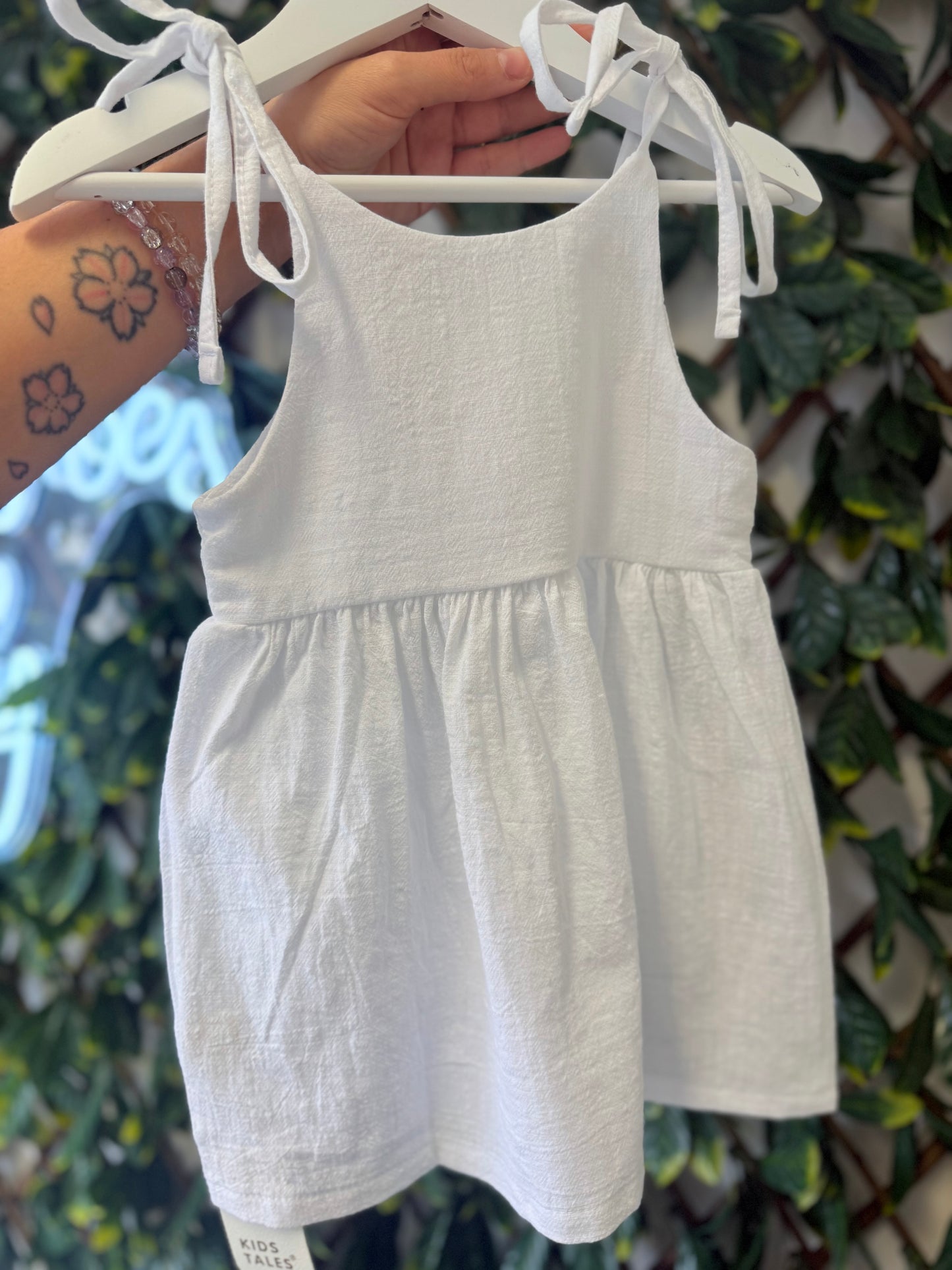 Personalised Girls Summer Dress – Name Detail & Tie Straps - Various Colours