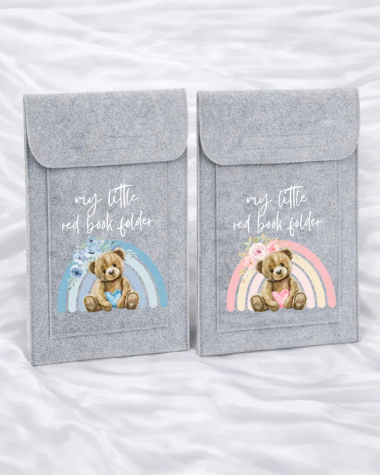 Bear rainbow little red book wallet folder