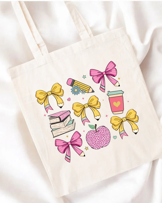 Bows and pencil canvas bag