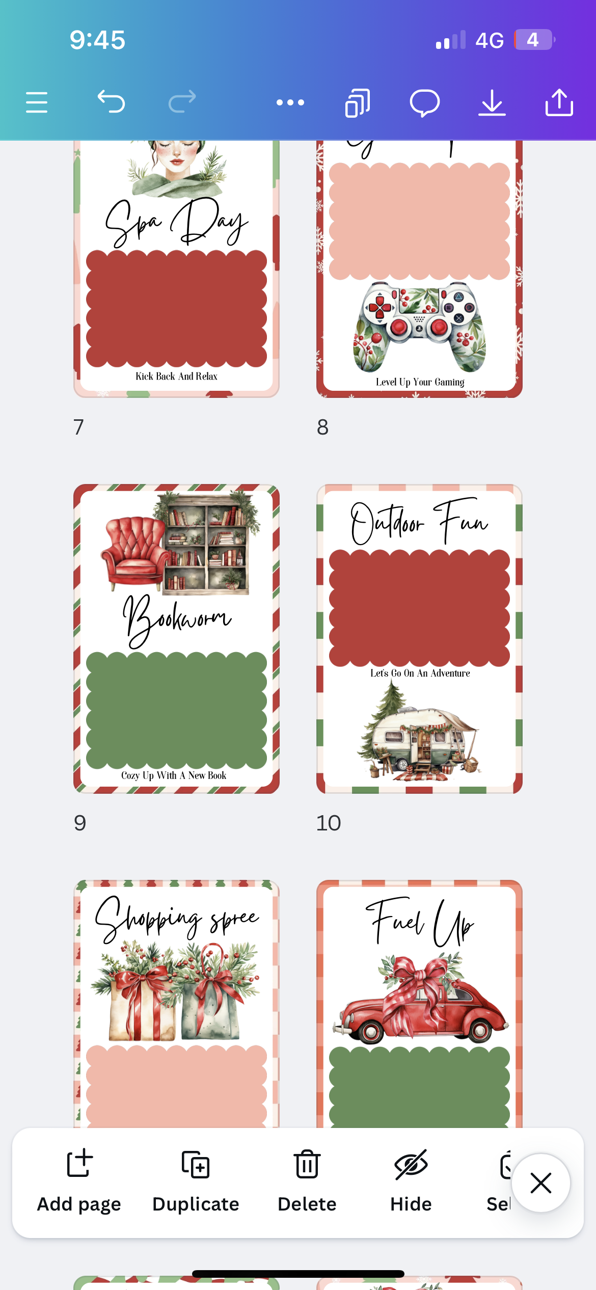 Christmas gift card book