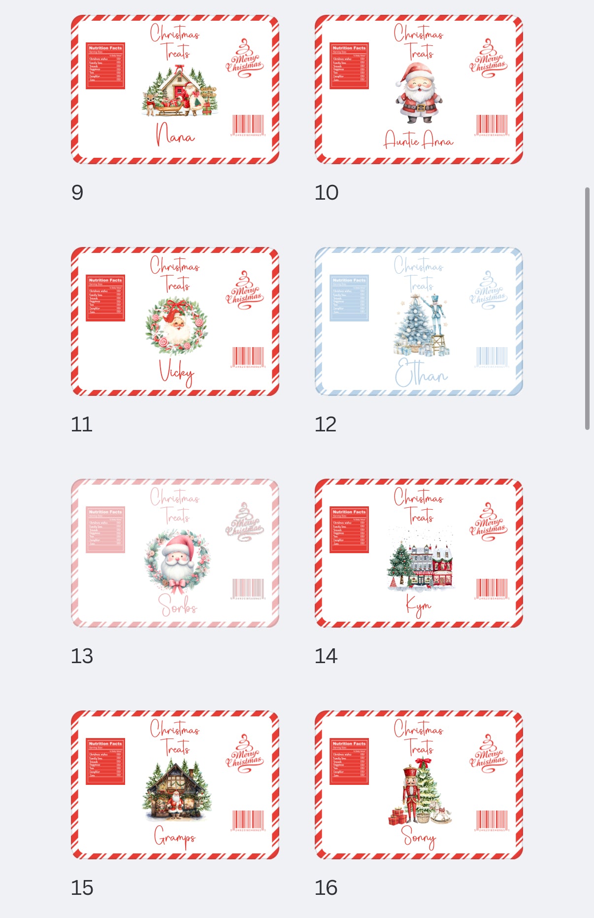 Unfilled Christmas treat packet