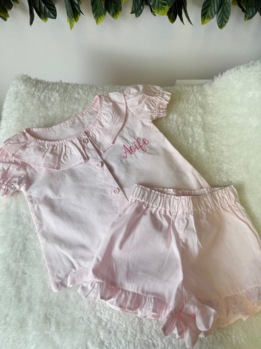 Embroidered linen frill summer set - all colours