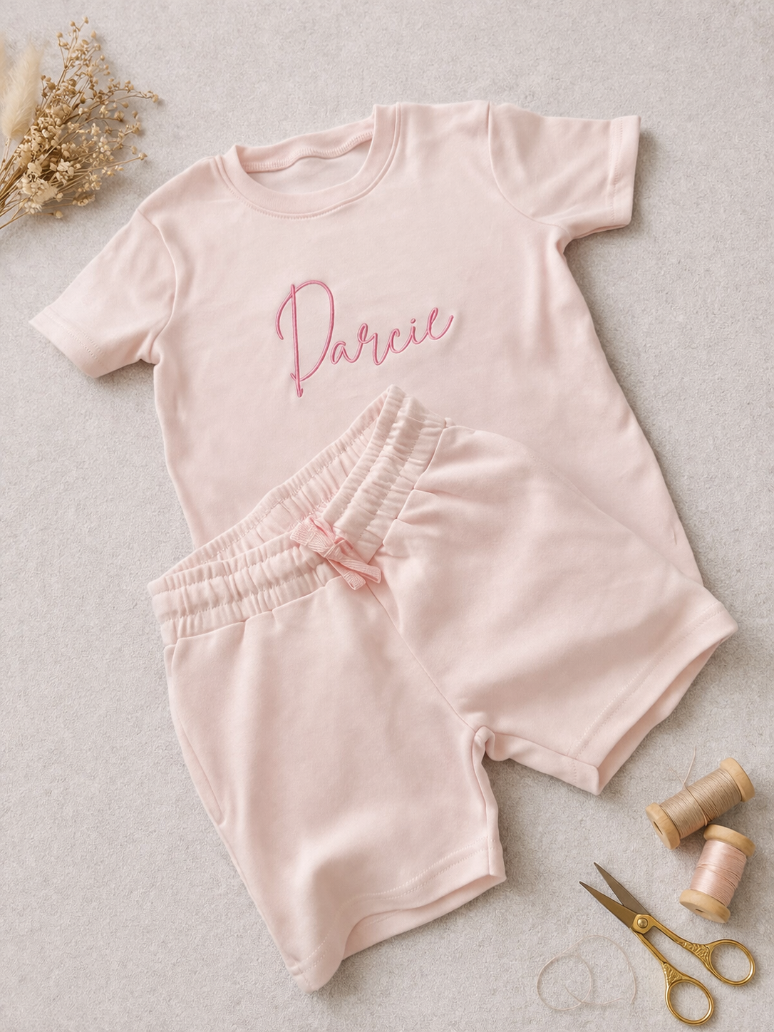 Personalised Children’s Shorts & T-Shirt Set | Custom Name Embroidery