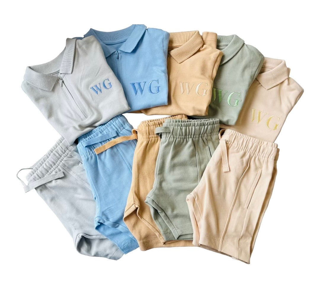 Kids Smart Polo Short Set – Embroidered Name