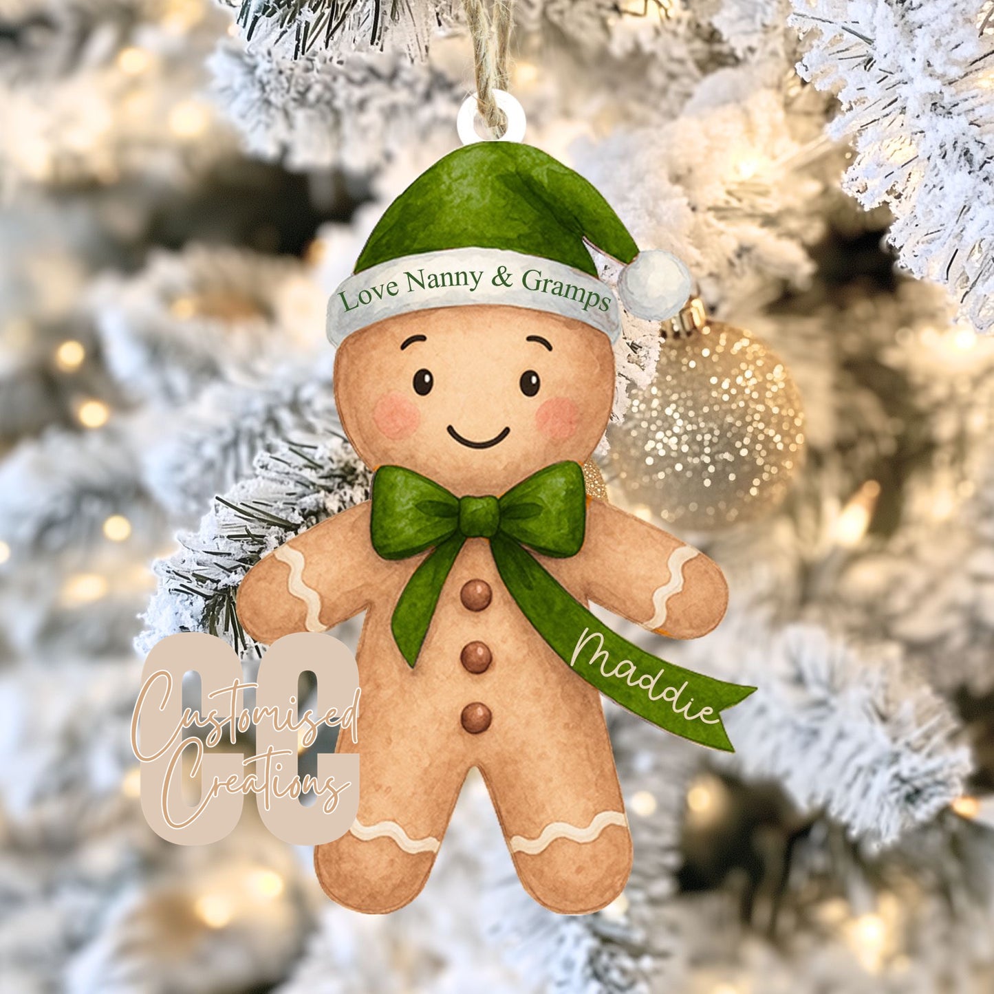 Gingerbread acrylic bauble - all colours