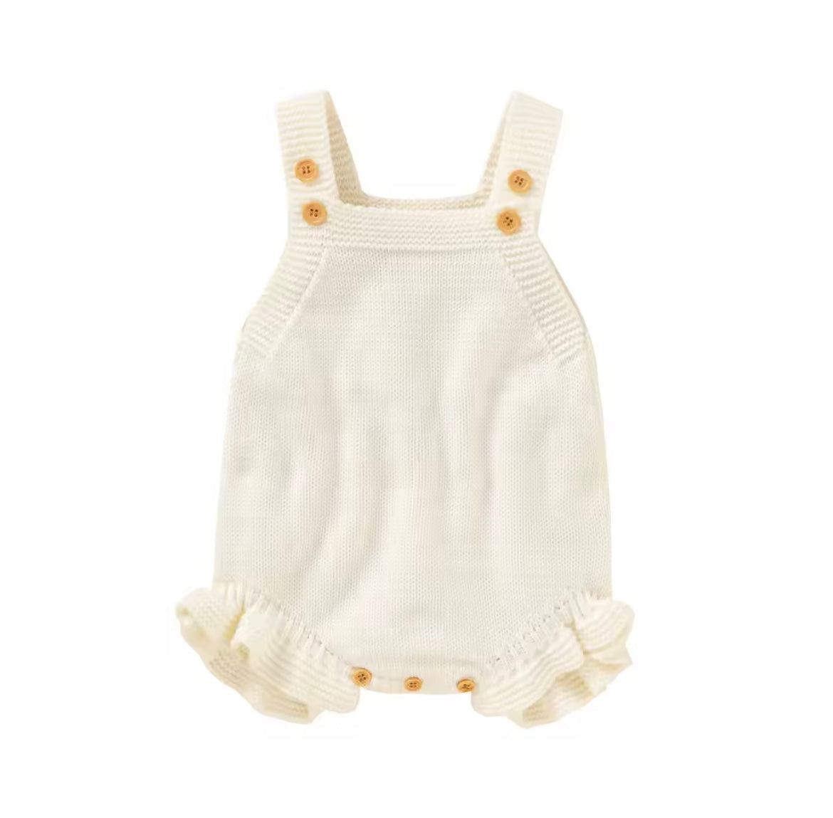 Sleeveless knitted embroidered name romper