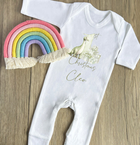 Dinosaur 1st Christmas babygrow