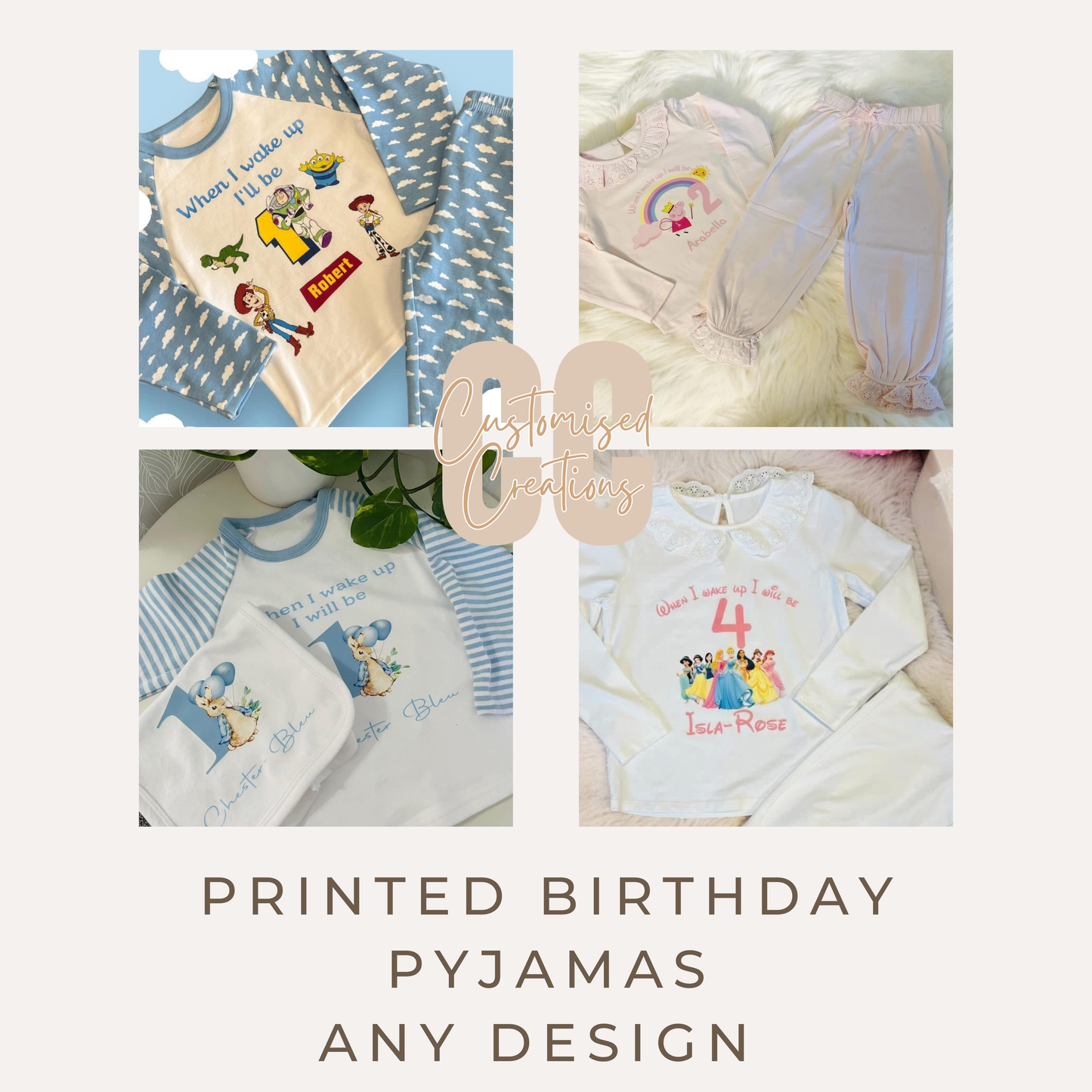 Personalised Printed "When I Wake Up” Pyjamas – Any Theme & Colour