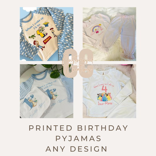 Personalised Printed "When I Wake Up” Pyjamas – Any Theme & Colour