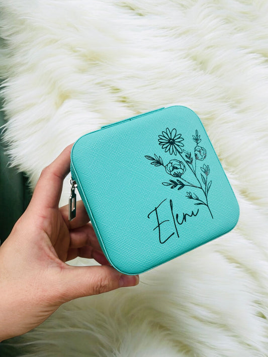 Jewellery box with name and flower