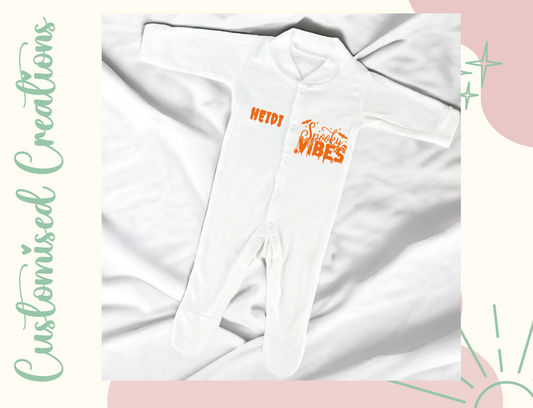 Halloween babygrow -  spooky vibes orange