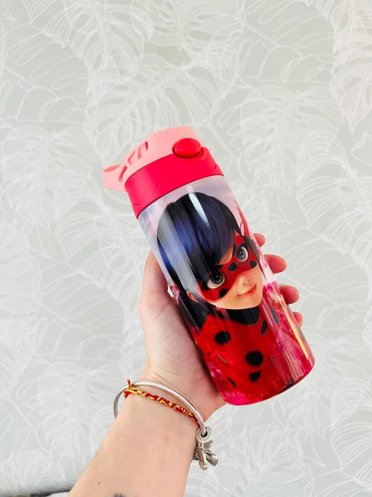 Kids flip straw water bottles