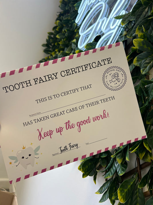 Tooth fairy certificate not personalised