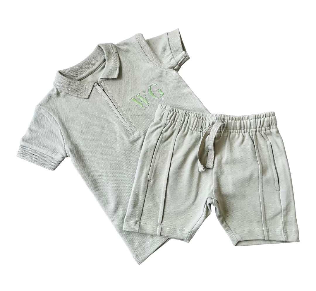 Kids Smart Polo Short Set – Embroidered Name