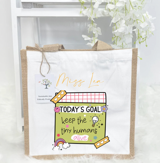 Post it note teacher jute bag