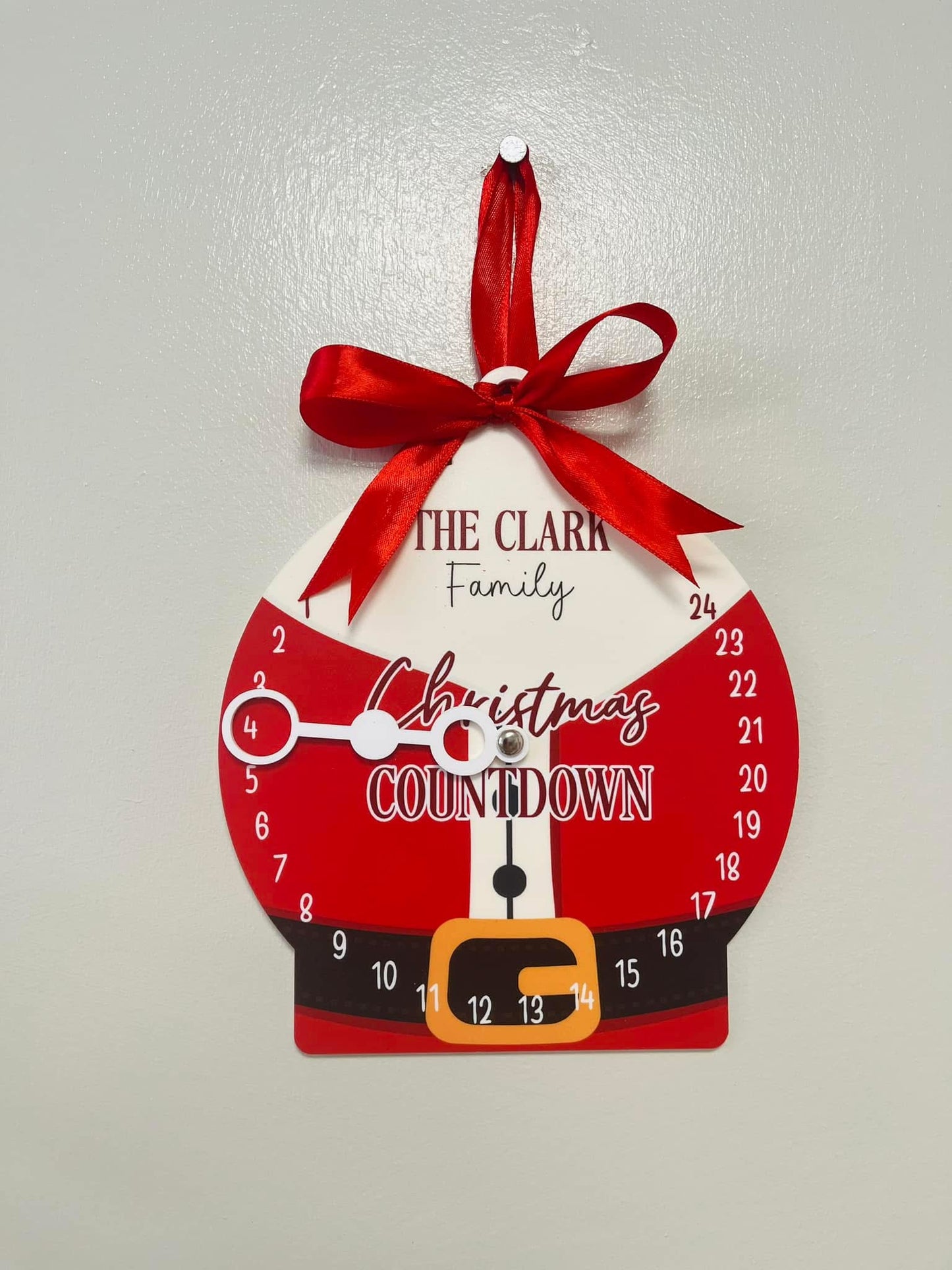 Santa Print Christmas countdown bauble