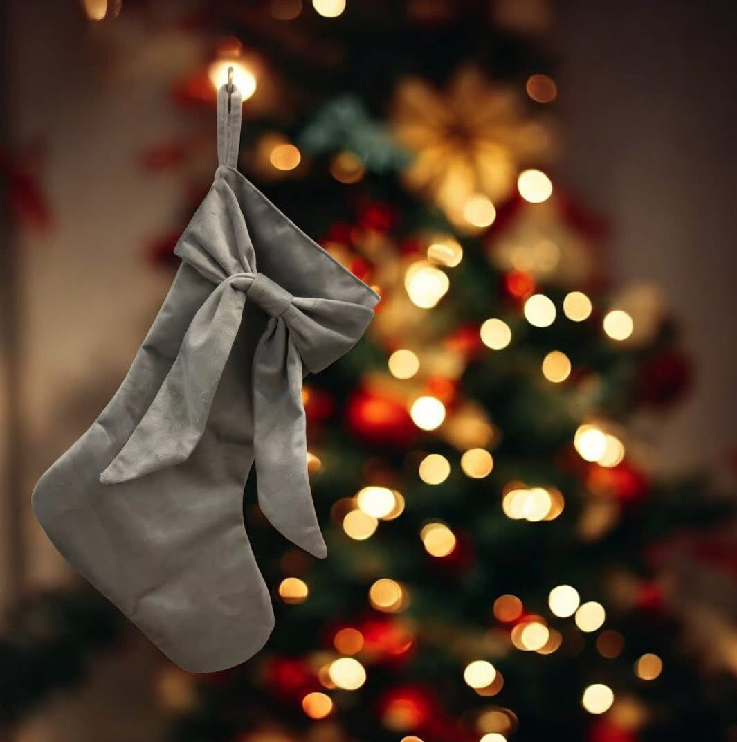 Embroidered bow stocking - preorder