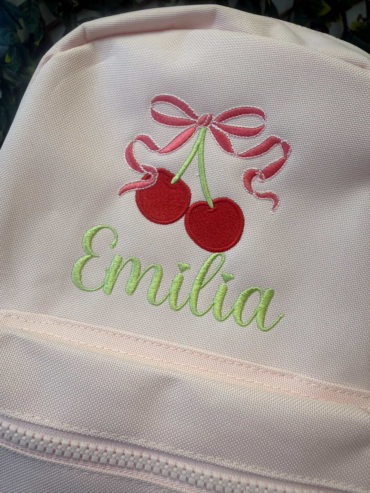 Embroidered cherries backpack 7L