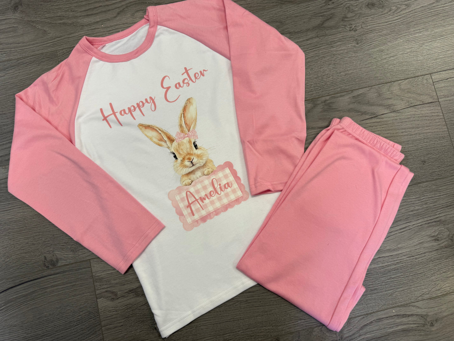 Pink & White Easter Pyjamas with Cute Rabbit Design – Children’s | 6–12m to 9–10y