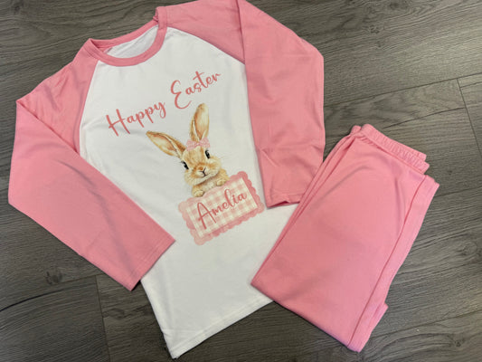 Pink & White Easter Pyjamas with Cute Rabbit Design – Children’s | 6–12m to 9–10y