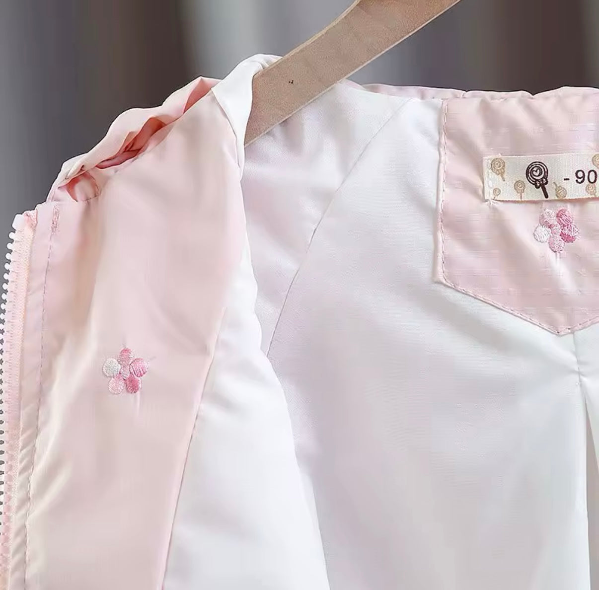 Girls embroidered waterproof trench rain jacket
