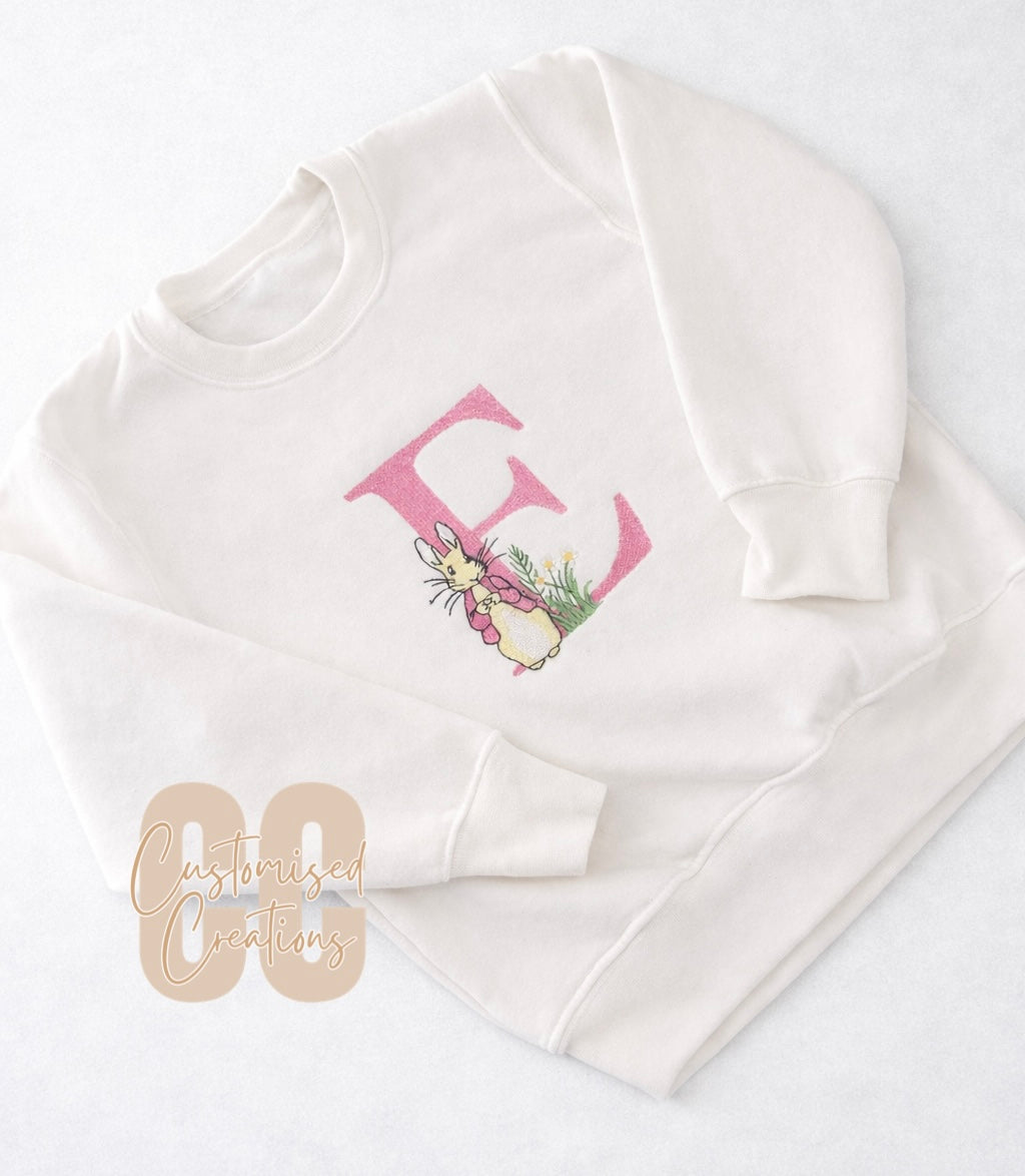 White Peter Rabbit initial embroidered sweatshirt