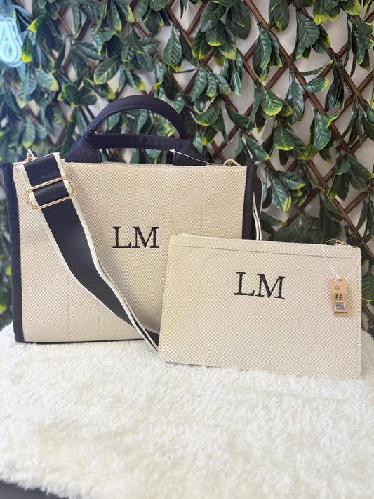 Natural/Black handbag and/or pouch
