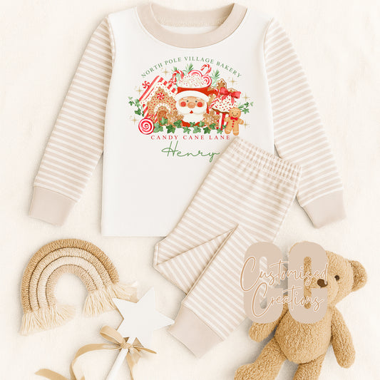 Cream and white Christmas village pyjamas