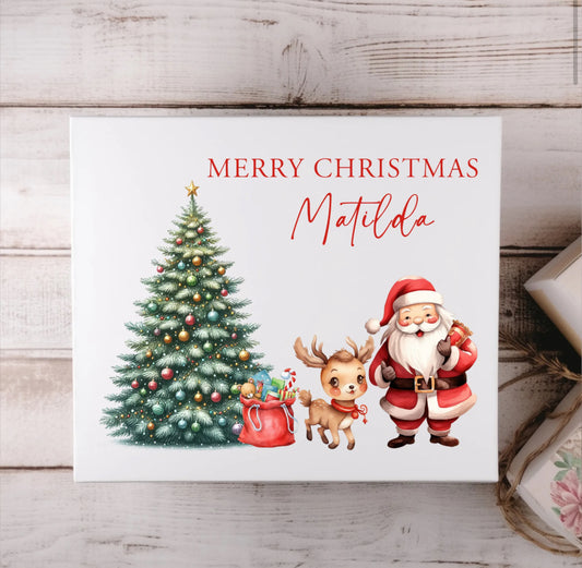 Personalised Santa , Tree & Reindeer Christmas Magnetic Box