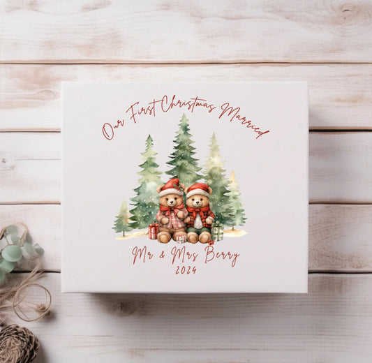 Personalised Bears Our First Christmas Married Magnetic Box