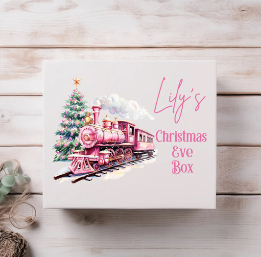 Personalised Pink Train Christmas Magnetic Box